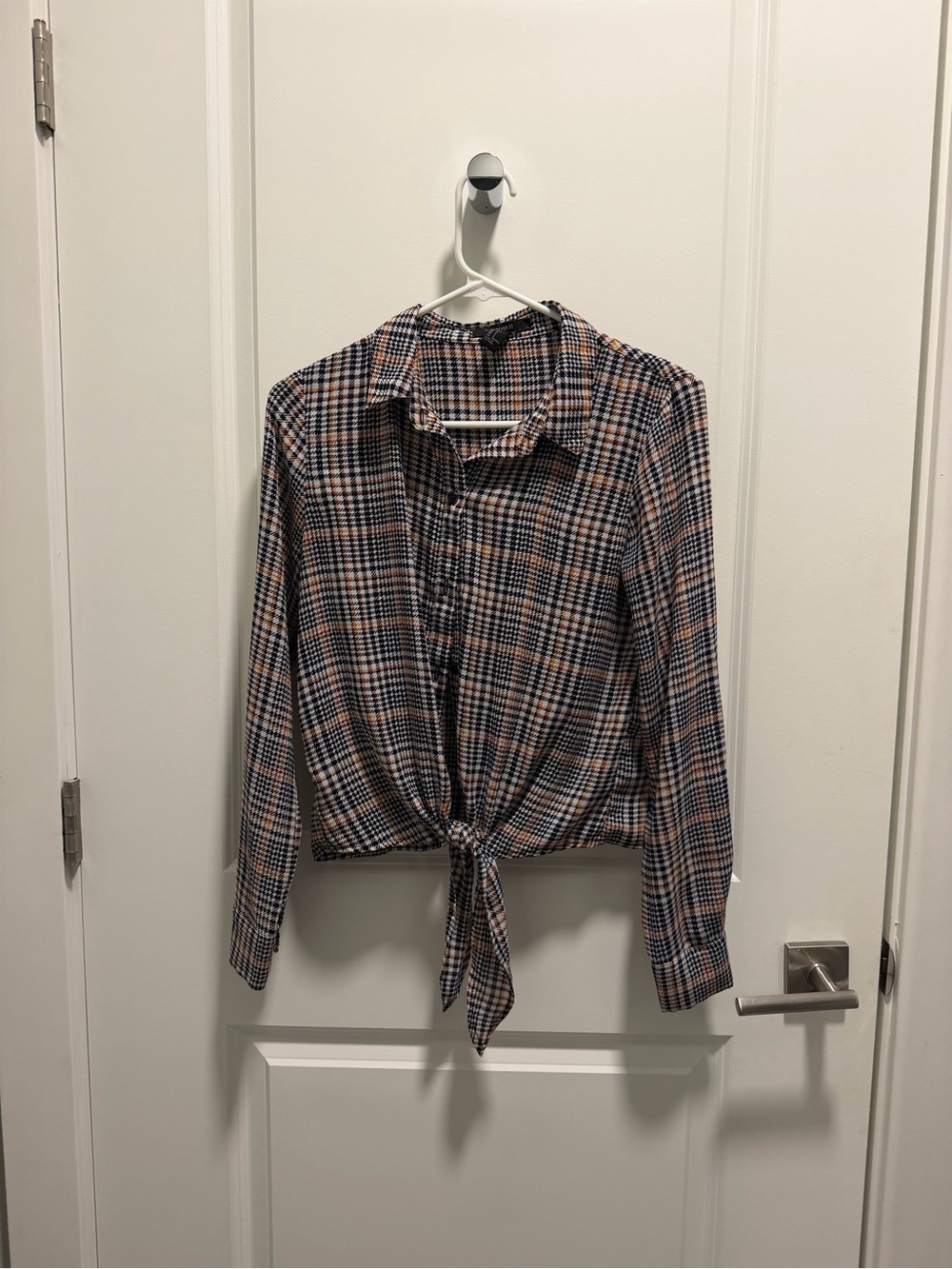 Forever 21 Plaid Button-Down Tie-Front Shirt